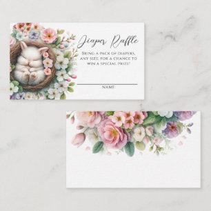 Carte D'accompagnement Blush Pink floral lapin Baby shower Déchets Raffin