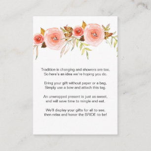 Carte D'accompagnement Blush Pink Floral No Wrap Douche demande tag 3605b