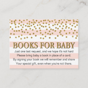 Carte D'accompagnement Blush Pink Gold Livres pour Baby Book Demande Card
