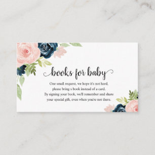 Carte D'accompagnement Blush Pink Navy Blue Floral Livres pour Baby showe