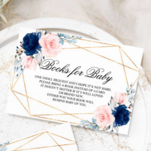 Carte D'accompagnement Blush Pink & Navy Blue Rose Livres pour bébé