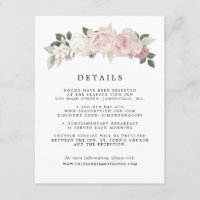 Blush Pink Rose Floral Mariage Détails de l'invité