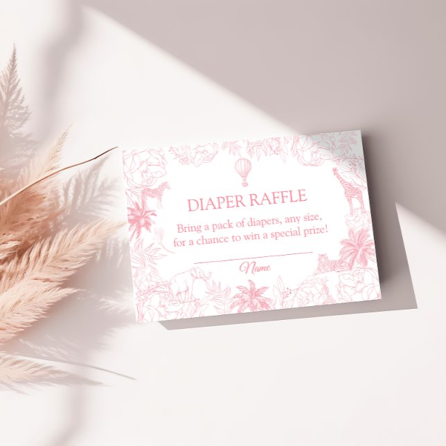 Carte D'accompagnement Blush Pink Safari Animals Jungle Diaper Raffle (Créateur téléchargé)