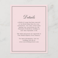 Blush Pink Simple Elegant Wedding Info Détails