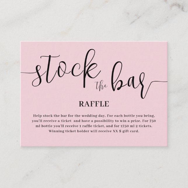 Carte D'accompagnement Blush Pink Stock the bar Bridal Shower  (Devant)