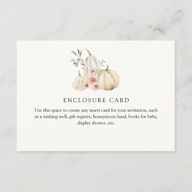 Carte D'accompagnement Blush Pinks Florals et Pumpkin Enclosure personnal (Devant)