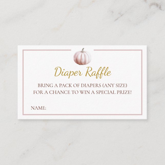 Carte D'accompagnement Blush Pumpkin Fall Baby Shower Diaper Raffle Card (Devant)