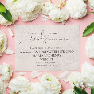 Carte D'accompagnement Blush QR Code RSVP Online Calligraphie Florale