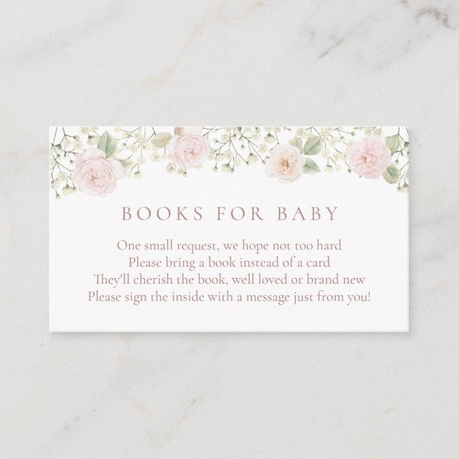 Carte D'accompagnement Blush Rose Baby Breath Books for Baby insert card (Devant)
