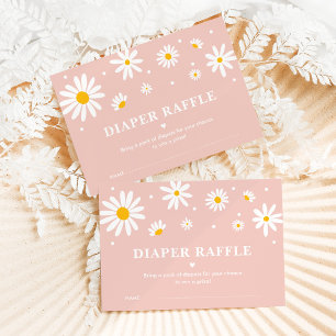 Carte D'accompagnement Blush Rose Boho Daisy Floral Diaper Raffle Baby