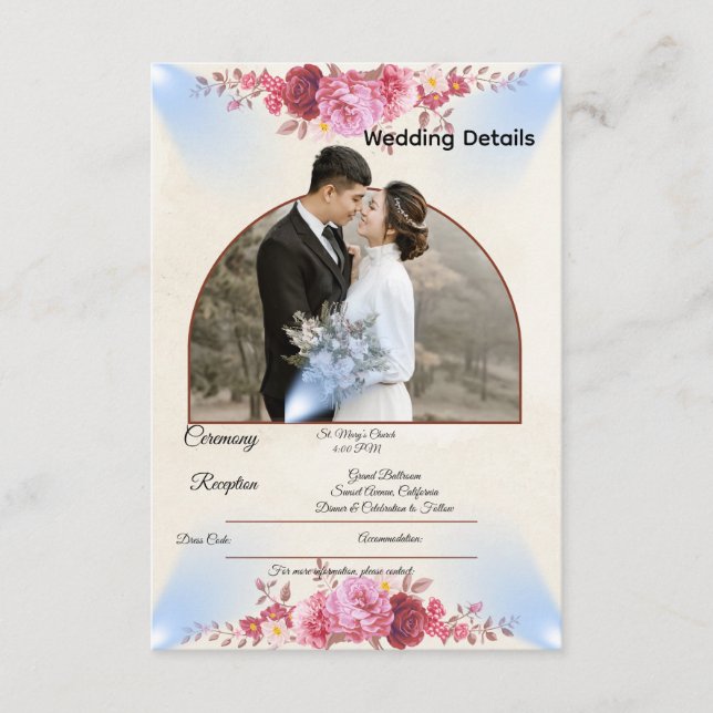 Carte D'accompagnement Blush Rose Church Wedding Enclosure Card (Devant)