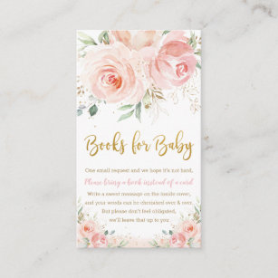Carte D'accompagnement Blush rose Floral Baby shower Livres pour bébé
