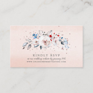 Carte D'accompagnement Blush rose Floral Mariage site Web RSVP