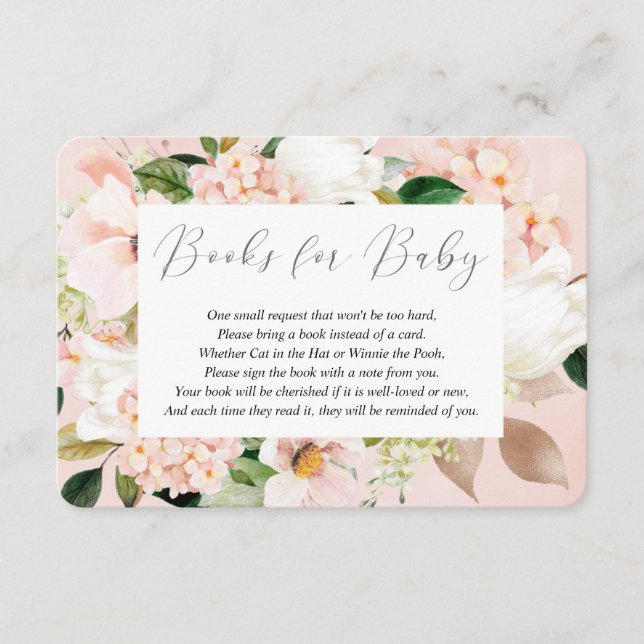 Carte D'accompagnement Blush rose rose rose fleurons de printemps livres  (Devant)