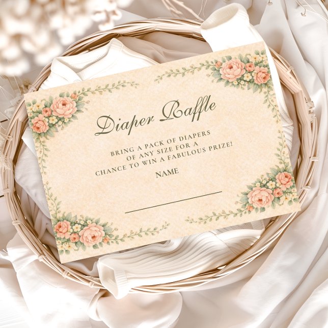 Carte D'accompagnement Blush Sage Floral Garden Diapper Raffle (Créateur téléchargé)