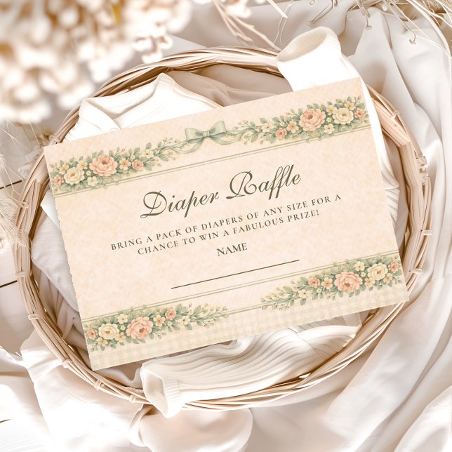 Carte D'accompagnement Blush Sage Rose Arch Diapper Raffle (Créateur téléchargé)