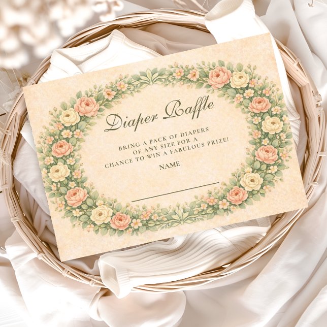 Carte D'accompagnement Blush Sage Rose Garden Diapper Raffle (Créateur téléchargé)