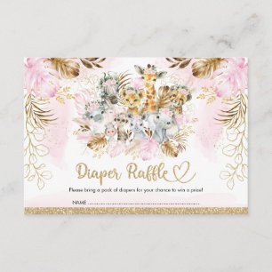 Carte D'accompagnement Blush Tropical Safari Baby shower Déchets Raffle