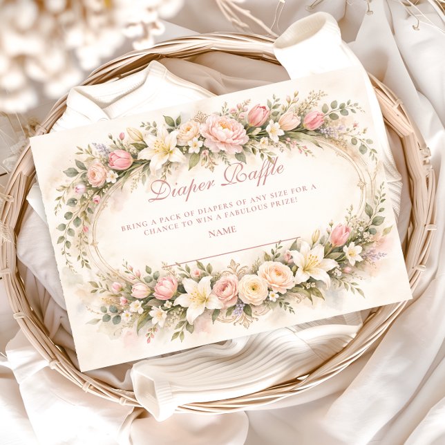 Carte D'accompagnement Blush Tulip And Lily Garden Diapper Raffle (Créateur téléchargé)