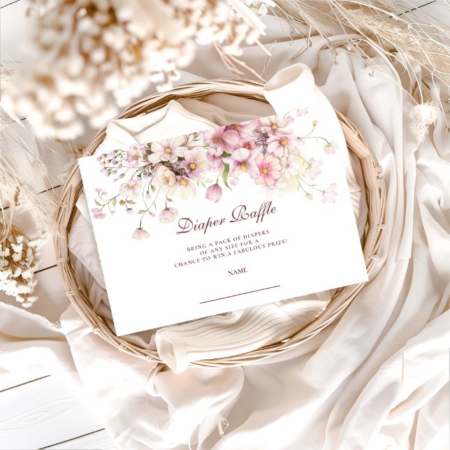Carte D'accompagnement Blush Wildflower Garden Diapper Raffle (Créateur téléchargé)