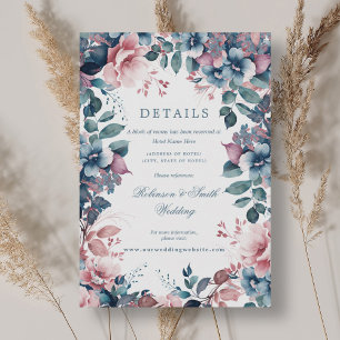 Carte D'accompagnement Bohème Floral Dusty Blue Détails du Mariage
