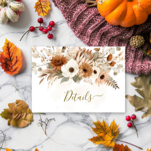 Carte D'accompagnement Bohème Rustique Automne Mariage Floral  