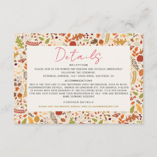 Carte D'accompagnement Bohème séché Rustique Floral Automne Falls Mariage