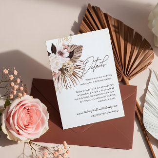 Carte D'accompagnement Bohemian Watercolor Florals Mariage Détails sur l'
