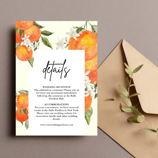 Carte D'accompagnement Boho Abstract Orange Wedding Details (Boho abstract orange details enclosure card shares key info with warm, artistic wedding style.)