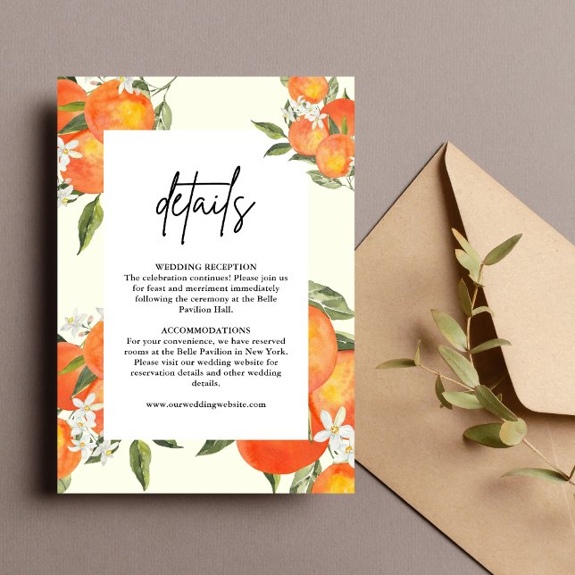 Carte D'accompagnement Boho Abstract Orange Wedding Details (Boho abstract orange details enclosure card shares key info with warm, artistic charm.)