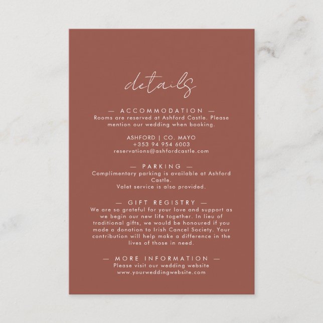Carte D'accompagnement Boho Abstrait | Détails sur le Mariage d'érable ro (Devant)