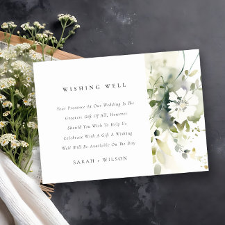 Carte D'accompagnement Boho Abstrait Vert Floral Mariage Wishing well