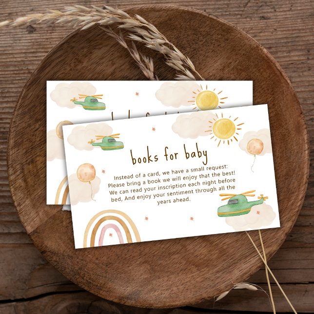 Carte D'accompagnement Boho Adventure Helicopter Books For Baby Shower (Boho Adventure Helicopter Books For Baby Shower Enclosure Card)