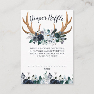 Carte D'accompagnement Boho Antler Marine Baby shower Floral Déchets Raff