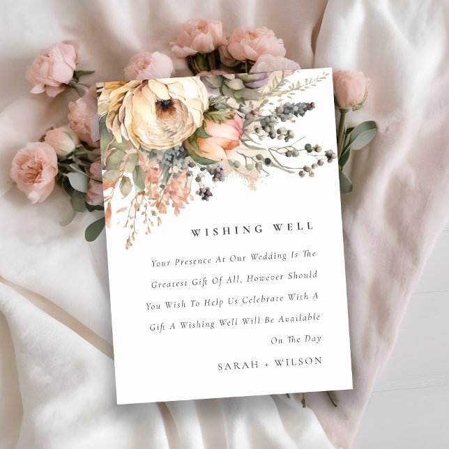 Carte D'accompagnement Boho Aquarelle Automne Floral Mariage Wishing well (Créateur téléchargé)