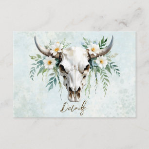 Carte D'accompagnement Boho Aquarelle Floral Vache Crâne Mariage QR code