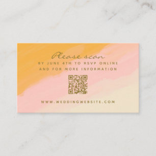 Carte D'accompagnement Boho Aquarelle rose jaune QR Code RSVP