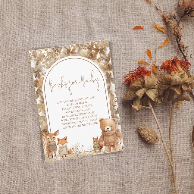 Carte D'accompagnement Boho Arch Fall Woodland Animaux Livres pour bébé (Créateur téléchargé)