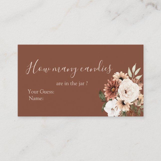 Carte D'accompagnement Boho Arch Terracota Blanc Floral Combien de bonbon (Devant)