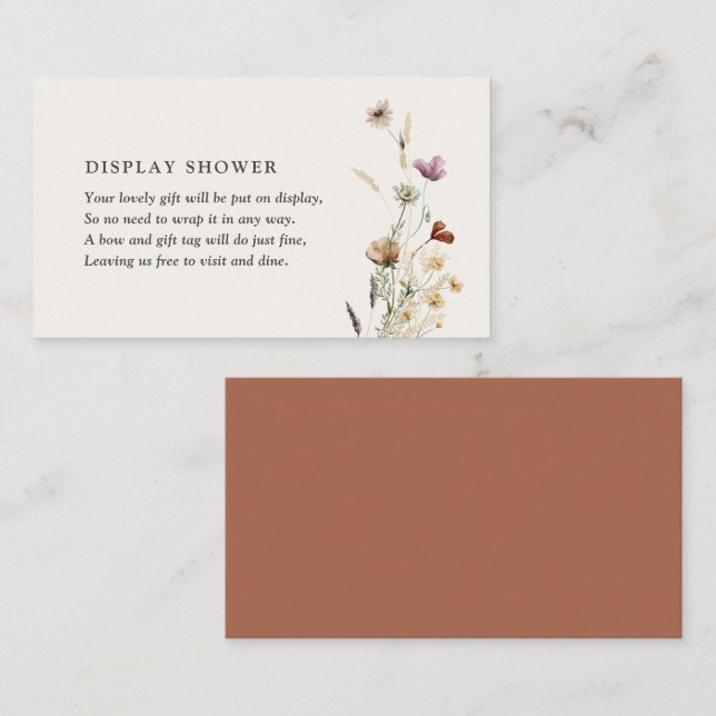 Carte D'accompagnement Boho Automne Fleur sauvage Baby shower douche (Devant / Derrière)