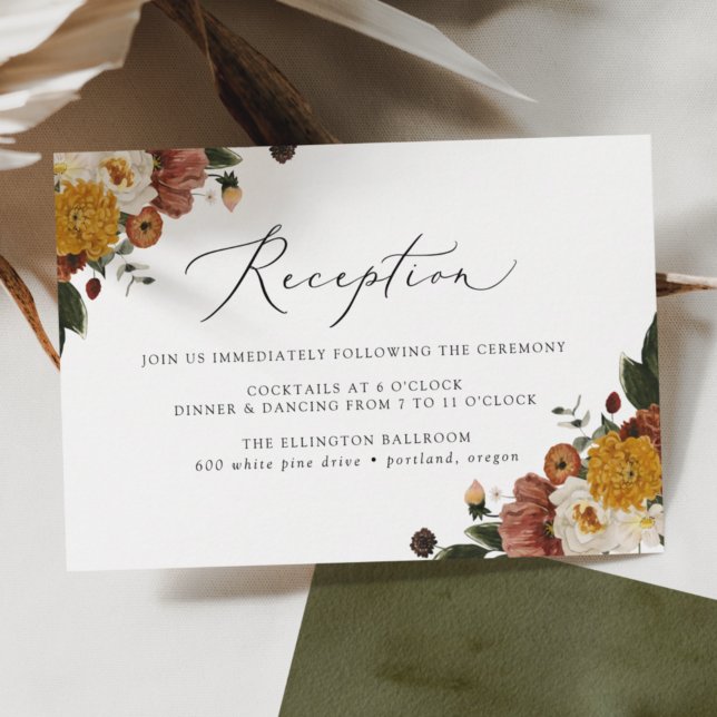 Carte D'accompagnement Boho Automne Floral Mariage Réception (Créateur téléchargé)