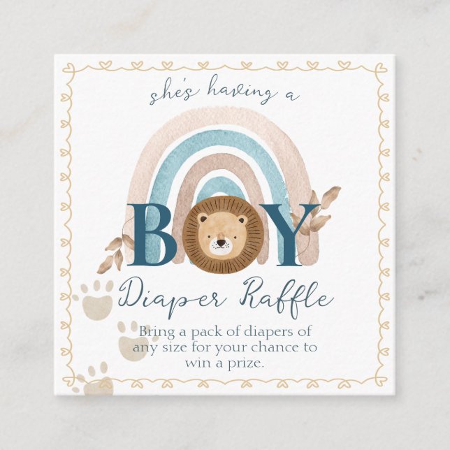 Carte D'accompagnement Boho Baby Boy Lion Cub Déchets Raffle (Devant)