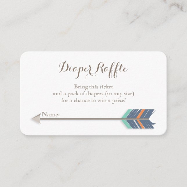 Carte D'accompagnement Boho Baby shower Déchets Raffle Ticket Marine Oran (Devant)