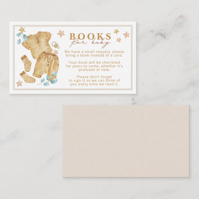 Carte D'accompagnement Boho Baby shower Livres pour bébé | Aquarelle bébé (Devant / Derrière)