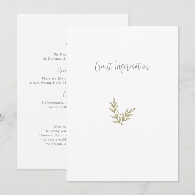 Carte D'accompagnement Boho Bamboo Feuille Botanique Vert doux et élégant (Devant / Derrière)