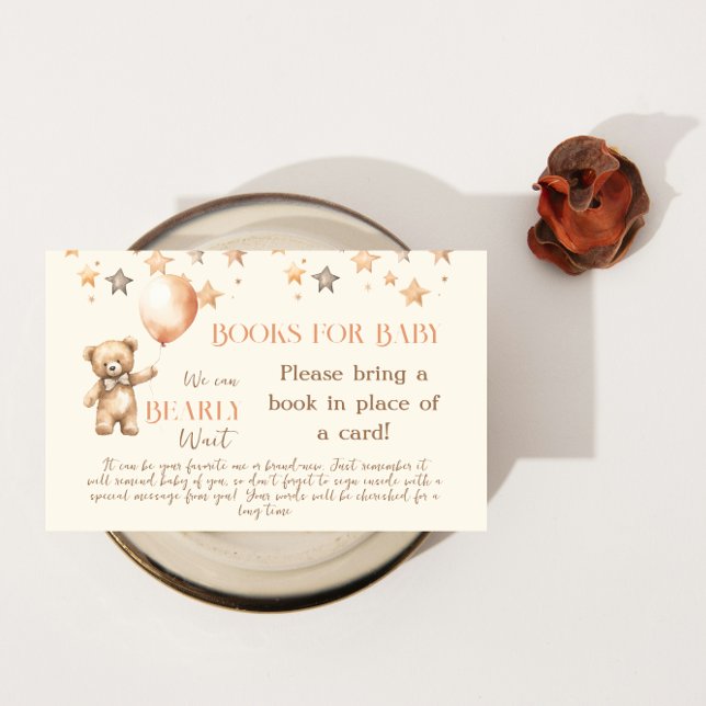 Carte D'accompagnement Boho Bearly Wait Beige Bear Books for Baby shower (Créateur téléchargé)