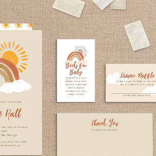 Carte D'accompagnement Boho Beige Rainbow Baby shower Demande de réservat