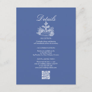 Carte D'accompagnement Boho Bleu Poussiéreux Détail Mariage