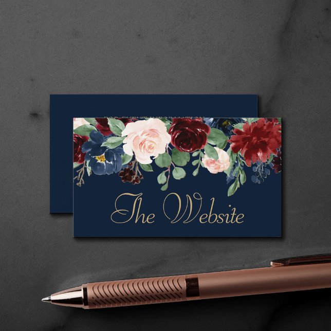Carte D'accompagnement Boho Blooms | Dark Rustic Navy et Red Website (Créateur téléchargé)