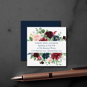 Carte D'accompagnement Boho Blooms Guirlande rustique marine et burgund